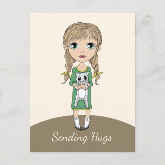 Meisje met kattenstootjes briefkaart (Voorkant)