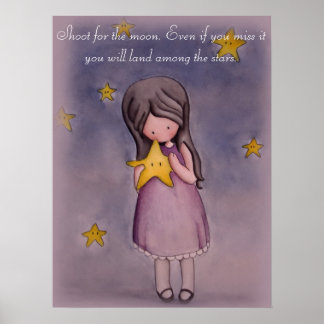 Meisje met Kawaii Stars Inspirerend Poster