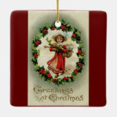 meisje met keramisch mandje keramisch ornament (Achterkant)