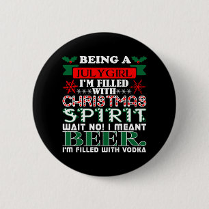 Meisje met kerst in de kiem ronde button 5,7 cm