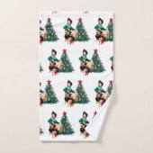 meisje met kerstboom bad handdoek (Handdoek)