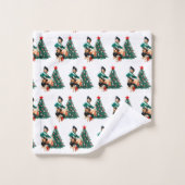 meisje met kerstboom bad handdoek (Wasdoekje)