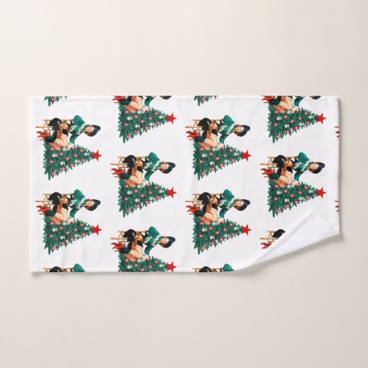  meisje met kerstboom bad handdoek (Handdoek)
