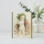 meisje met kerstboom briefkaart (Staand voorkant)