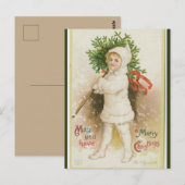 meisje met kerstboom briefkaart (Voorkant / Achterkant)