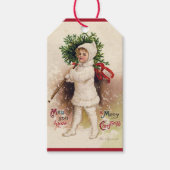 meisje met kerstboom, Ellen Clapsaddle Cadeaulabel (Voorkant)