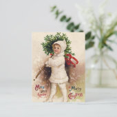 meisje met kerstboom, Ellen Clapsaddle Feestdagenkaart (Staand voorkant)