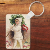  meisje met kerstboom, Ellen Clapsaddle Sleutelhanger (Achterkant)