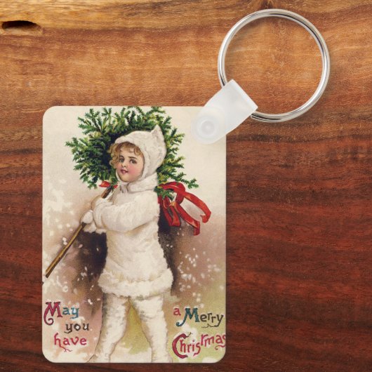  meisje met kerstboom, Ellen Clapsaddle Sleutelhanger (Achterkant)
