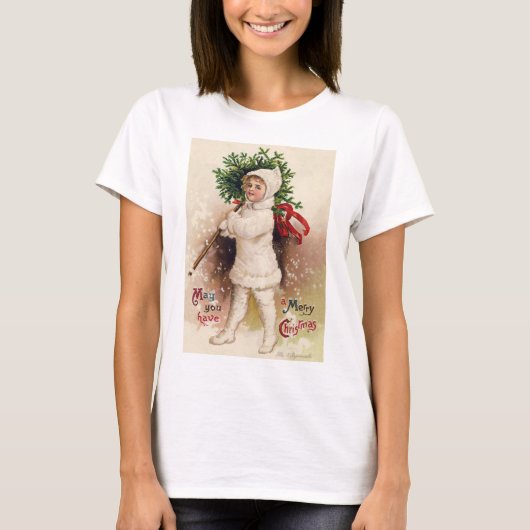 meisje met kerstboom, Ellen Clapsaddle T-shirt (Voorkant)