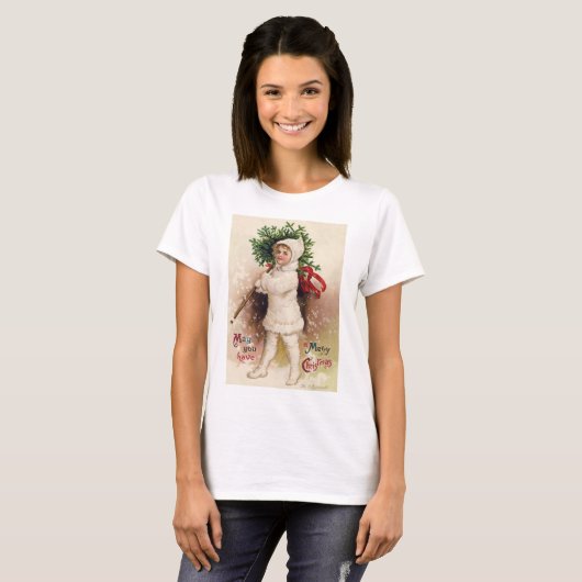 meisje met kerstboom, Ellen Clapsaddle T-shirt (Voorkant volledig)
