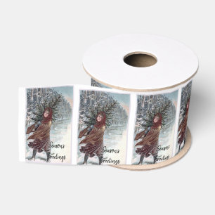 meisje met kerstboom grosgrain lint