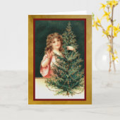 Meisje met Kerstboom Kaart (Gele Bloem)
