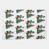 meisje met kerstboom theedoek (Horizontaal)