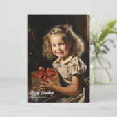   meisje met kerstcadeau feestdagenkaart (Staand voorkant)