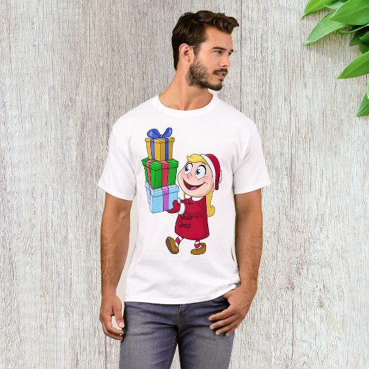 Meisje met kerstcadeautjes Mannen T-shirt