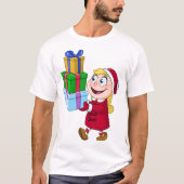Meisje met kerstcadeautjes Mannen T-shirt (Voorkant)