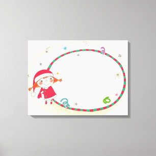 Meisje met kerstkleed canvas afdruk