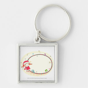 Meisje met kerstkleed sleutelhanger
