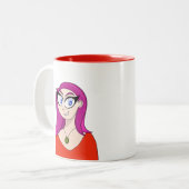 Meisje met Ketting en stijlvolle haar Tweekleurige Koffiemok (Voorkant links)