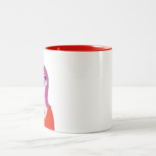 Meisje met Ketting en stijlvolle haar Tweekleurige Koffiemok (Center)