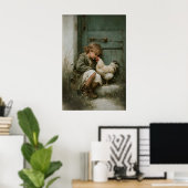 Meisje Met Kip Print, Haan Rustiek Poster (Thuiskantoor)