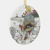  meisje met kippen, E is een ei Keramisch Ornament (Rechts)