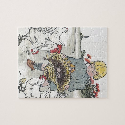  meisje met kippen, E is een ei Legpuzzel (Horizontaal)