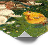 Meisje met kippen en konijnen Pasen Poster (Hoek)