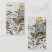  meisje met kippen visitekaartje (Voorkant / Achterkant)