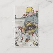  meisje met kippen visitekaartje (Achterkant)