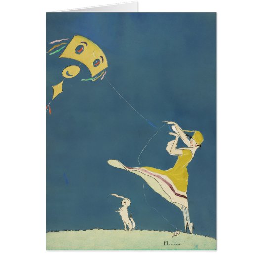Meisje met kite en hond (1917) (Voorkant)
