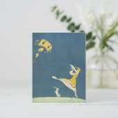 Meisje met kite en hond (1917) briefkaart (Staand voorkant)