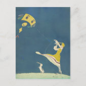 Meisje met kite en hond (1917) briefkaart (Voorkant)