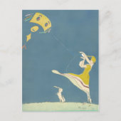 Meisje met kite en hond briefkaart (Voorkant)