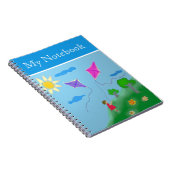 Meisje met Kites Flowers Sun Drawing Notitieboek (Rechterzijde)