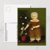 Meisje met Kitten Amerikaanse Victoriaans Folk Art Briefkaart (Voorkant / Achterkant)