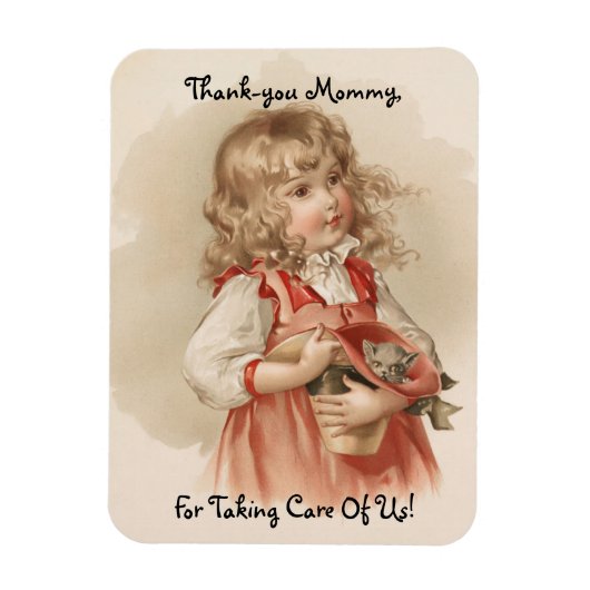 meisje met Kitten Magneet (Verticaal)