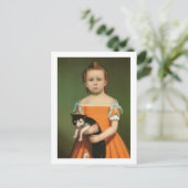 Meisje met Kitten, William Thompson Bartol Briefkaart (Staand voorkant)