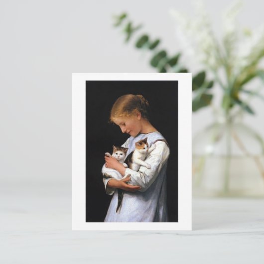 Meisje met Kittens, Albert Anker Briefkaart (Staand voorkant)