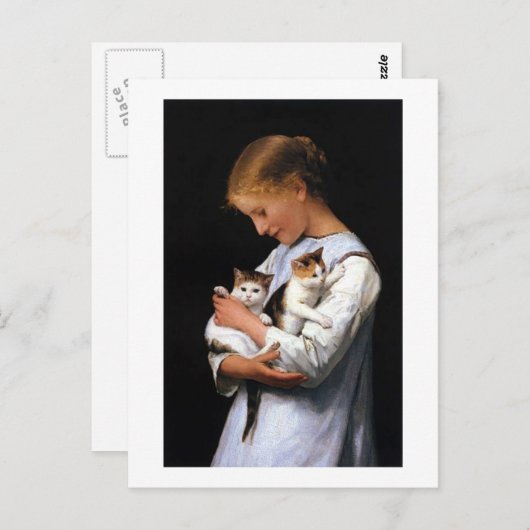 Meisje met Kittens, Albert Anker Briefkaart (Voorkant / Achterkant)