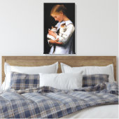 Meisje met Kittens, Albert Anker Canvas Afdruk (Insitu (Slaapkamer))