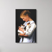Meisje met Kittens, Albert Anker Canvas Afdruk (Voorkant)