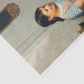 Meisje met Kittens in mandje van Albert Anker Tissuepapier (Detail)