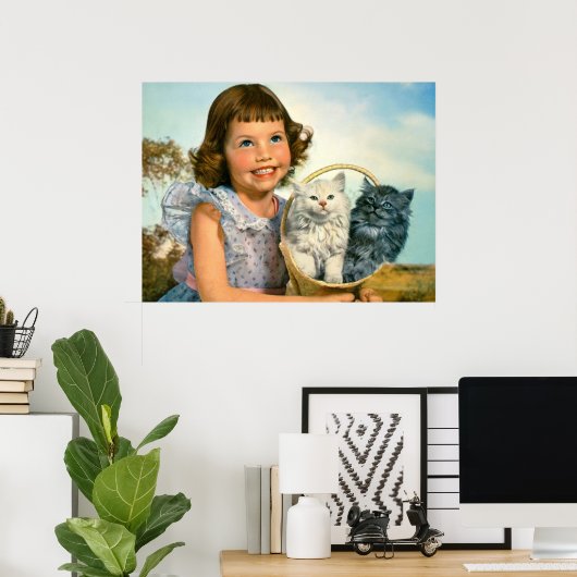 Meisje met kittens poster (Thuiskantoor)