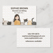 Meisje met Kittens Waterverf Kat en Thuis Zittend Visitekaartje (Voorkant / Achterkant)