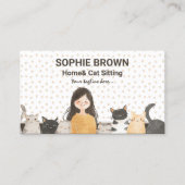 Meisje met Kittens Waterverf Kat en Thuis Zittend Visitekaartje (Voorkant)
