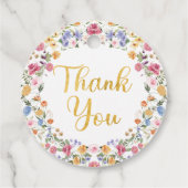 meisje met kleine wilde bloem 1e verjaardag bedankjes labels (Achterkant)