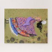 Meisje met kleurrijke jurk puzzel (Horizontaal)