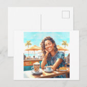 Meisje met koffiepauze briefkaart (Voorkant / Achterkant)